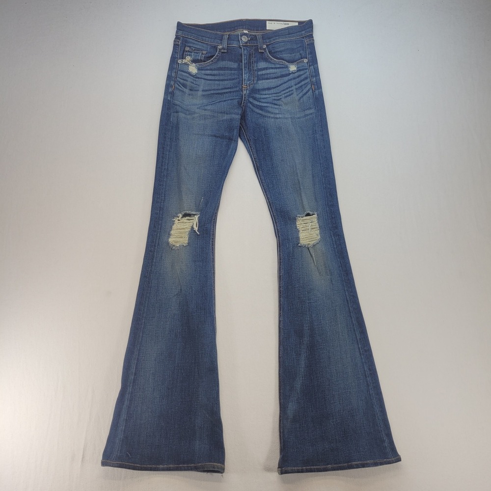 Rag & Bone Jeans Womens 27 Blue Beckett 10 Inch Bell Flare Dest Chester Denim